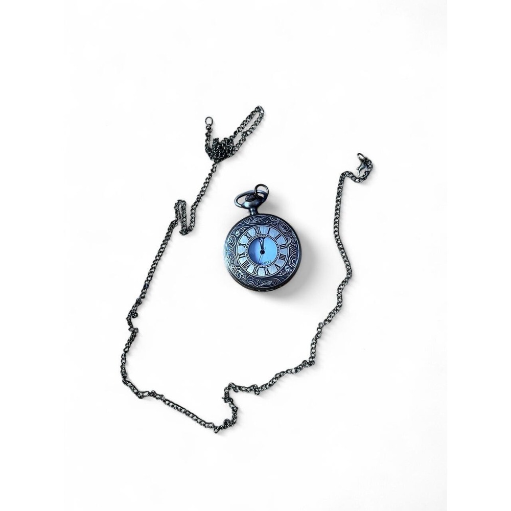 Antique Style Pocket Watch Necklace Roman Numeral Steampunk Ren Faire Bronze OS